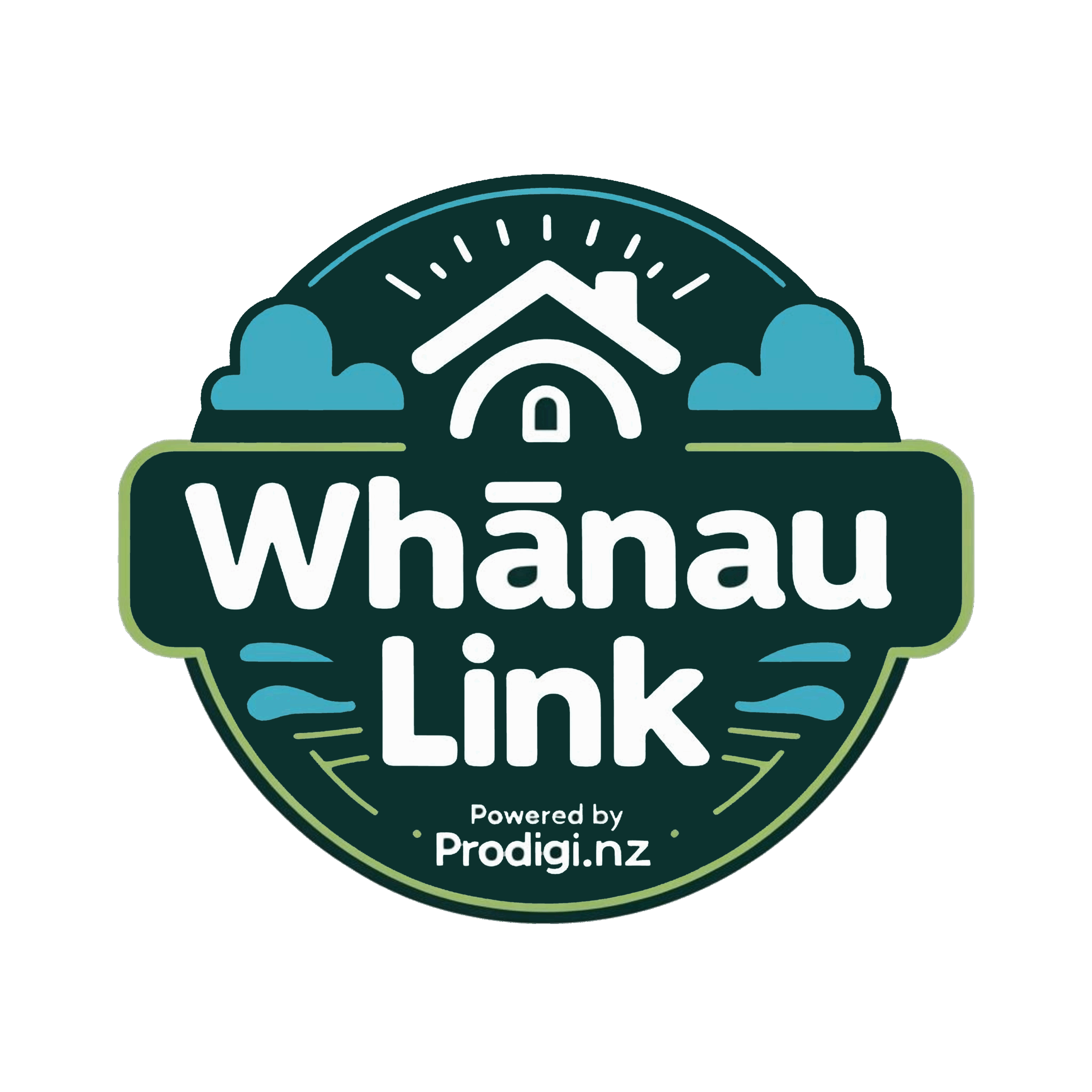 Logo. Whānau Link - Powered by Prodigi.
